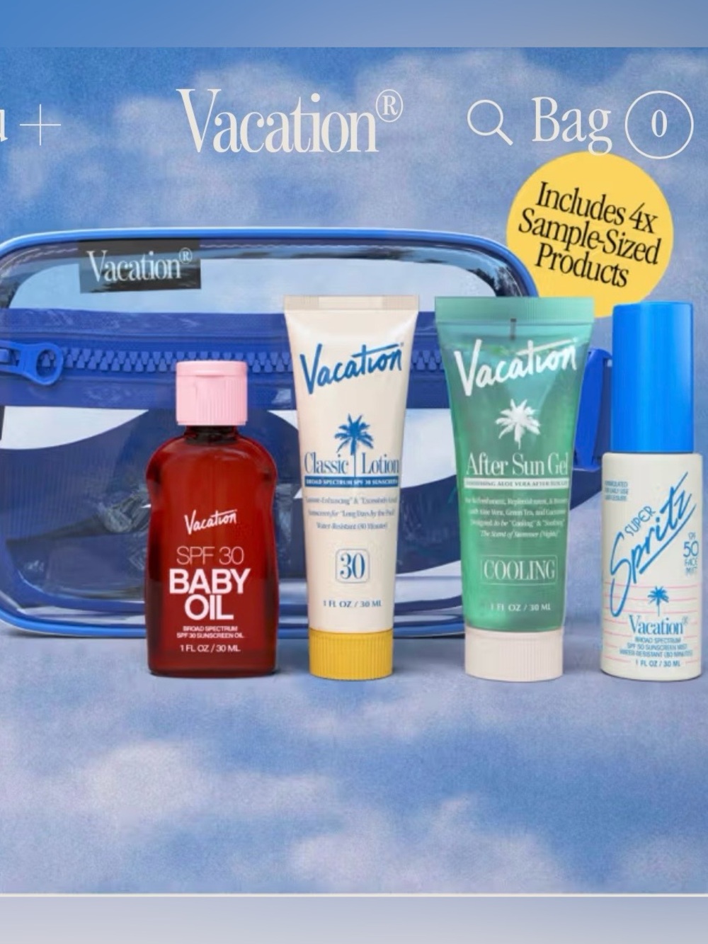 Vacation Sun Belt Suncare Sampler-Travel Ready 4 mini must haves + (concert) bag